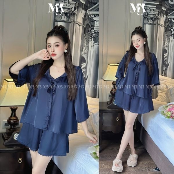 Đồ Ngủ Nữ Tay Loe Đùi MIKY, Đồ Ngủ Bigsize lụa Latin cao cấp mềm mại xinh xắn < 70KG M02 | BigBuy360 - bigbuy360.vn