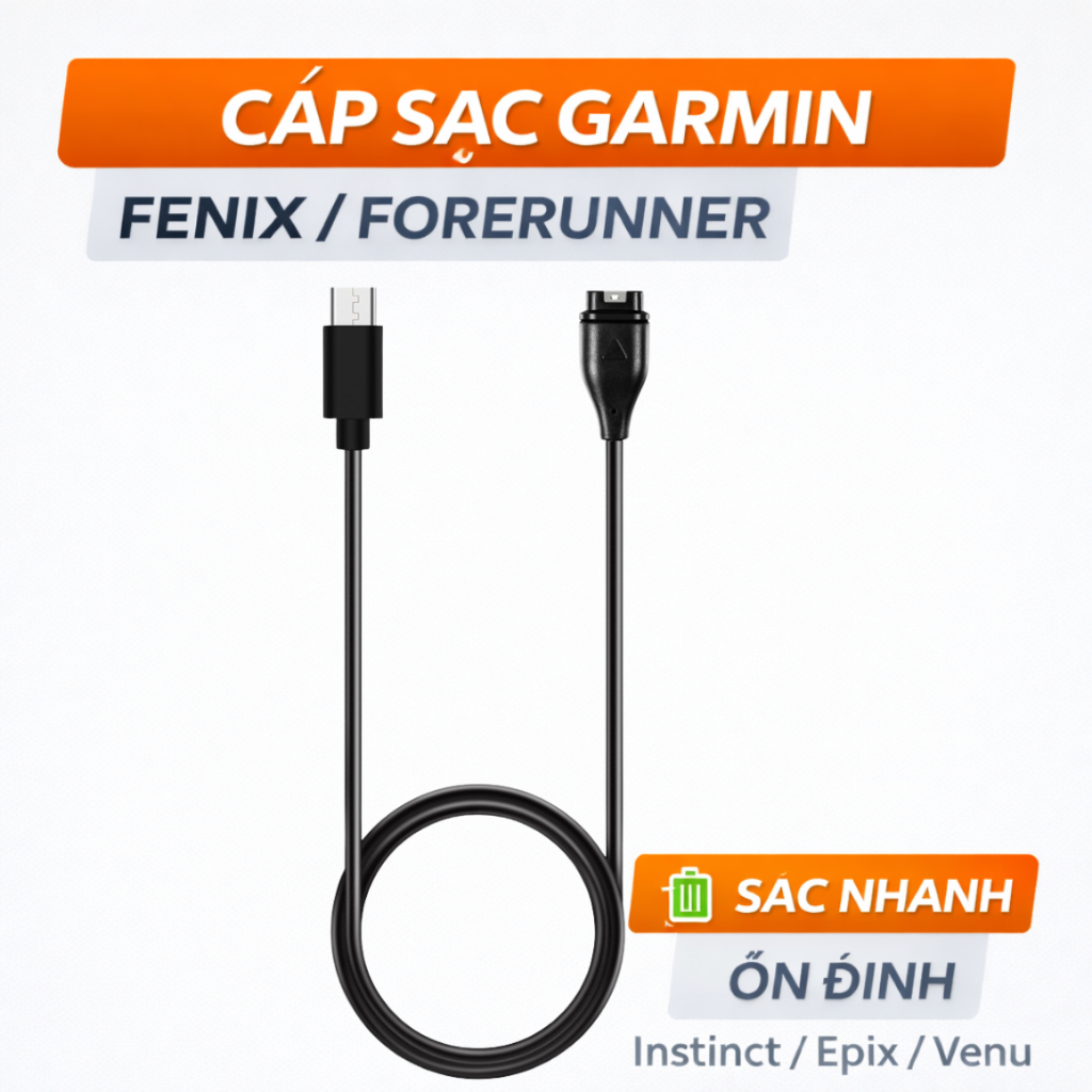 Dây Sạc Đồng Hồ Garmin – Sạc Cho Fenix 8 7 6 5 / Forerunner / Instinct / Venu/ Vivoactive/ Epix