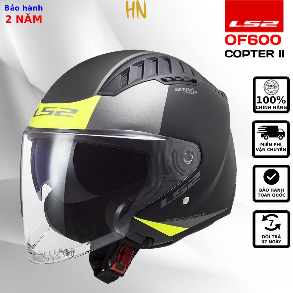 Mũ Bảo Hiểm 3/4 LS2 OF600 Copter II Hai Kính Chuẩn An Toàn ECE22.06 Đi Xe Máy Mô Tô PKL [Chính Hãng]