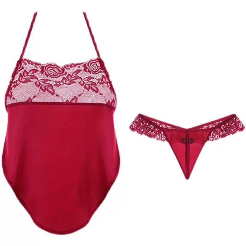 Đồ lót sexy, bộ đồ lót yếm lụa phối ren quyến rũ gợi cảm | BigBuy360 - bigbuy360.vn