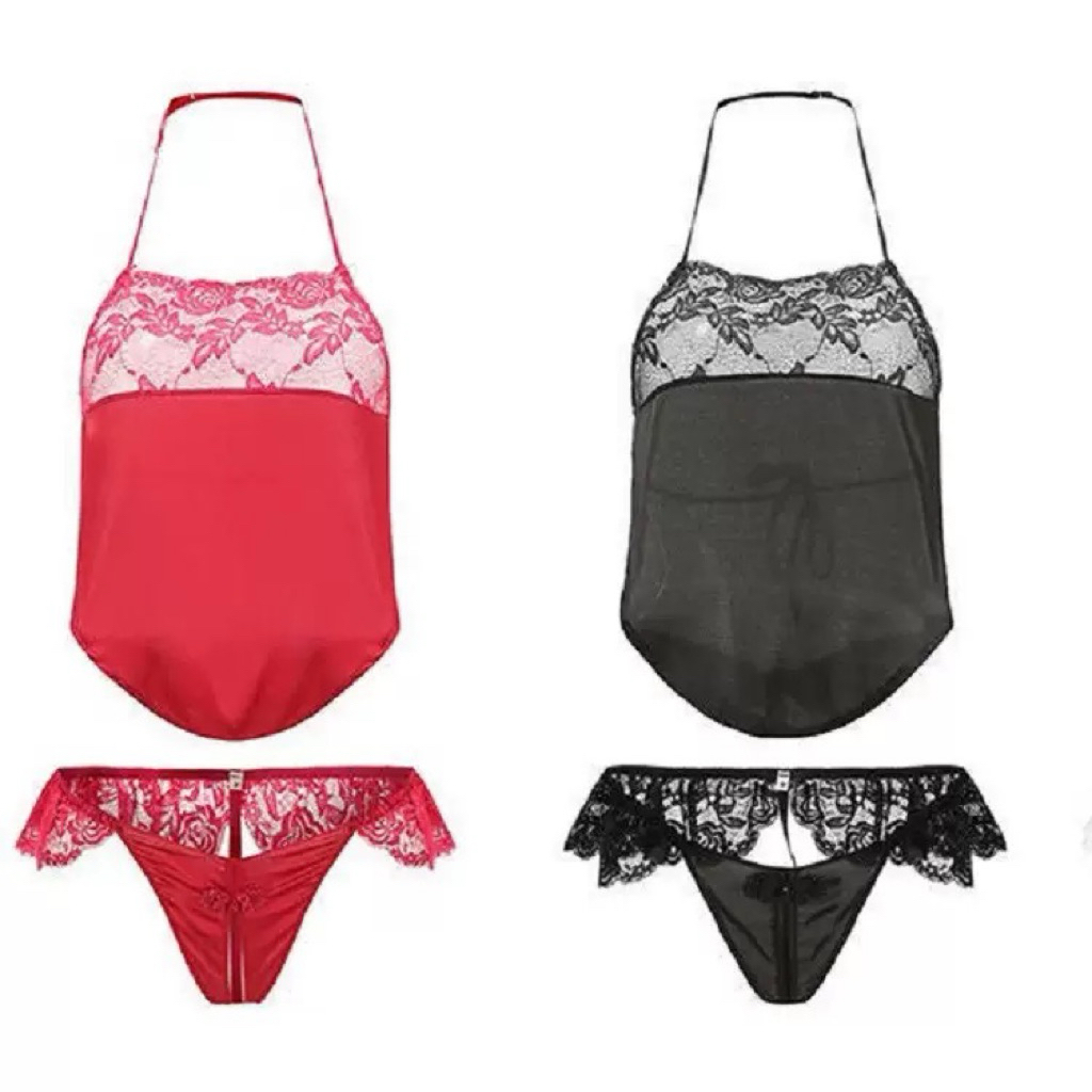 Đồ lót sexy, bộ đồ lót yếm lụa phối ren quyến rũ gợi cảm | BigBuy360 - bigbuy360.vn