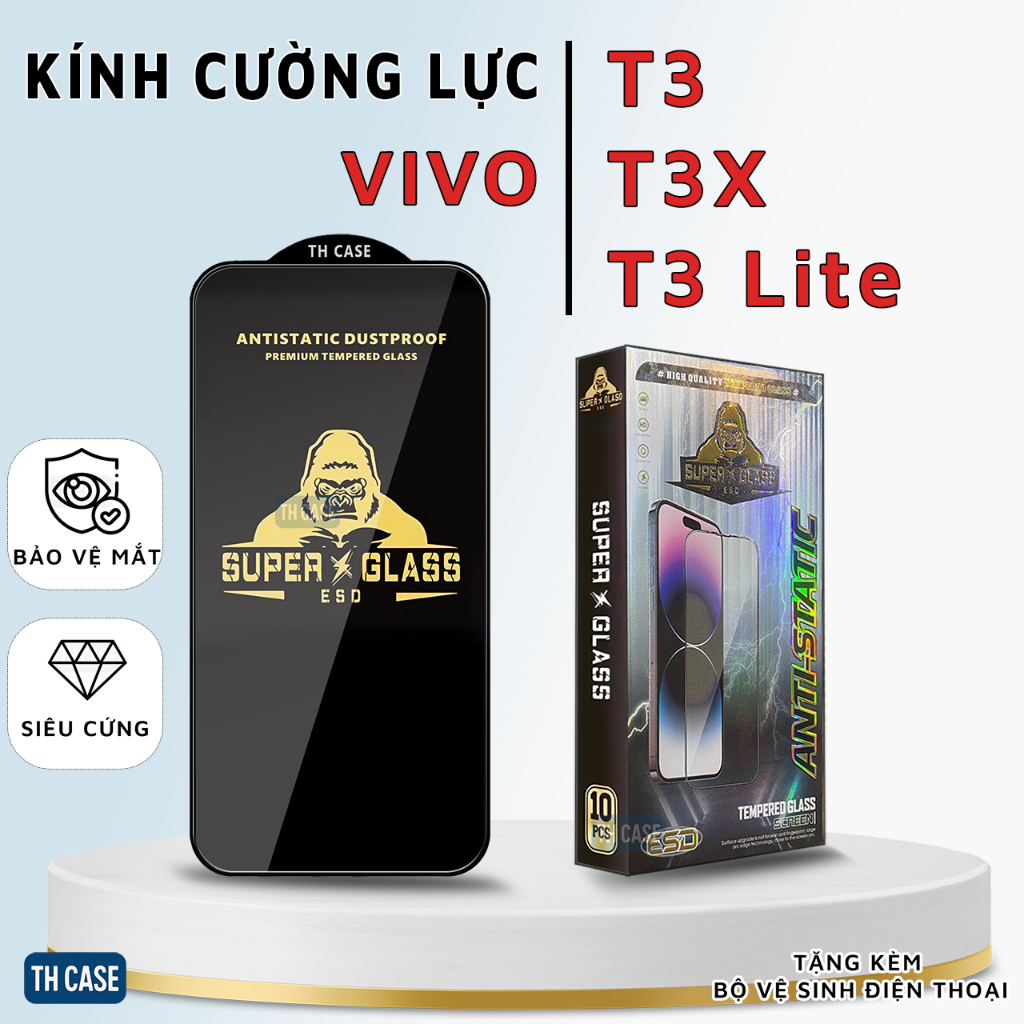 Kính cường lực Vivo T3 T3X T3 Lite siêu trong suốt chống ánh sáng xanh bảo vệ màn hình toàn diện