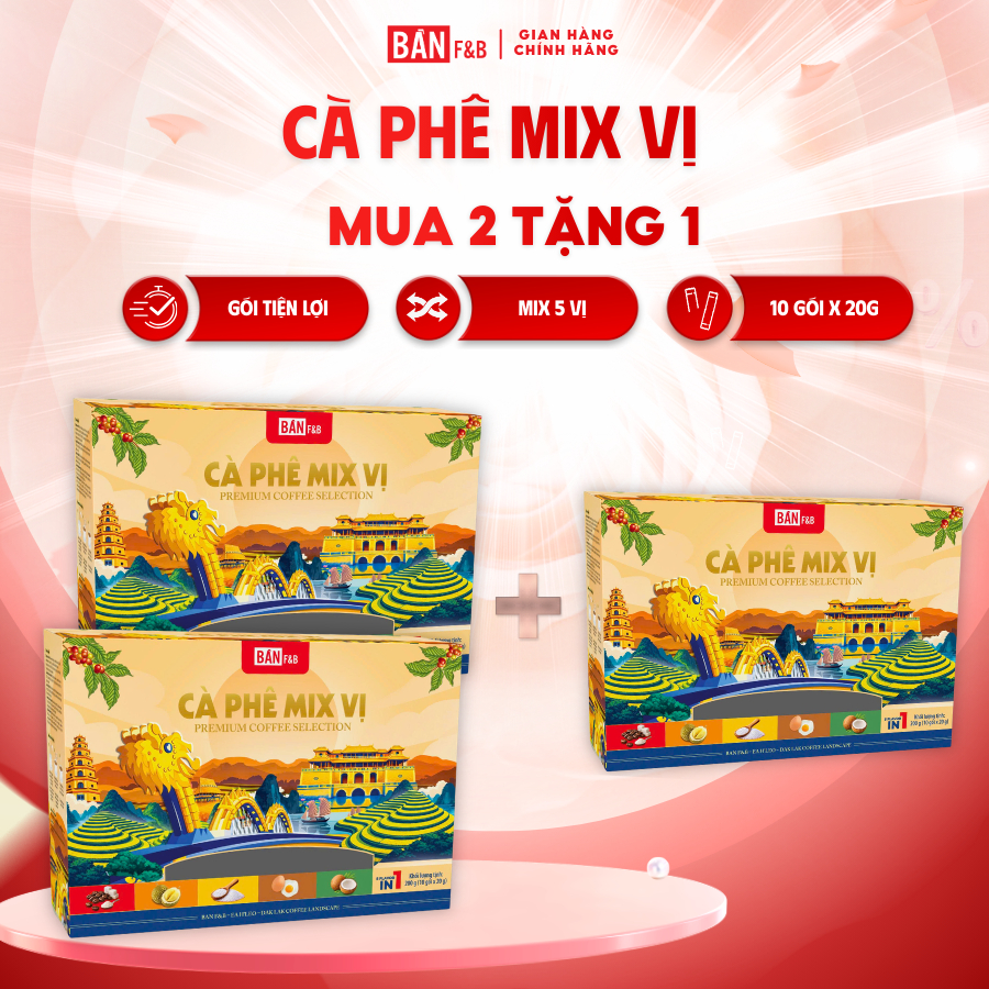 [MUA 2 TẶNG 1] Cà Phê Mix 5 Vị -Cà Phê Muối, Cà PhêTrứng, Latte Dừa, Latte Sầu Riêng và Cà phê 3in1 