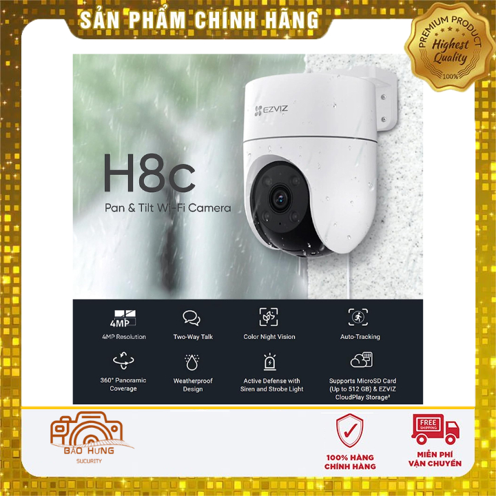 Camera Wifi Ngoài Trời Xoay 360 Ezviz C8W / H8C 2K+ Siêu Nét 4MP 2K HD , Màu Đêm, AI Thông Minh