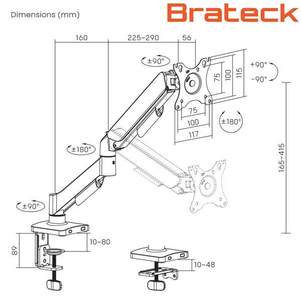 Giá Treo Màn Hình máy tính Ergonomic Brateck LDT97-C012E Xoay 360 17-29 Inch BH 36 tháng | BigBuy360 - bigbuy360.vn