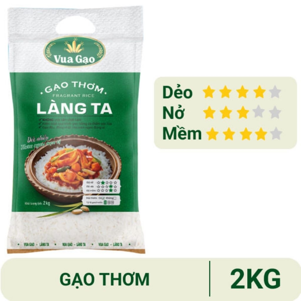 Gạo thơm Vua Gạo Làng Ta túi 2kg