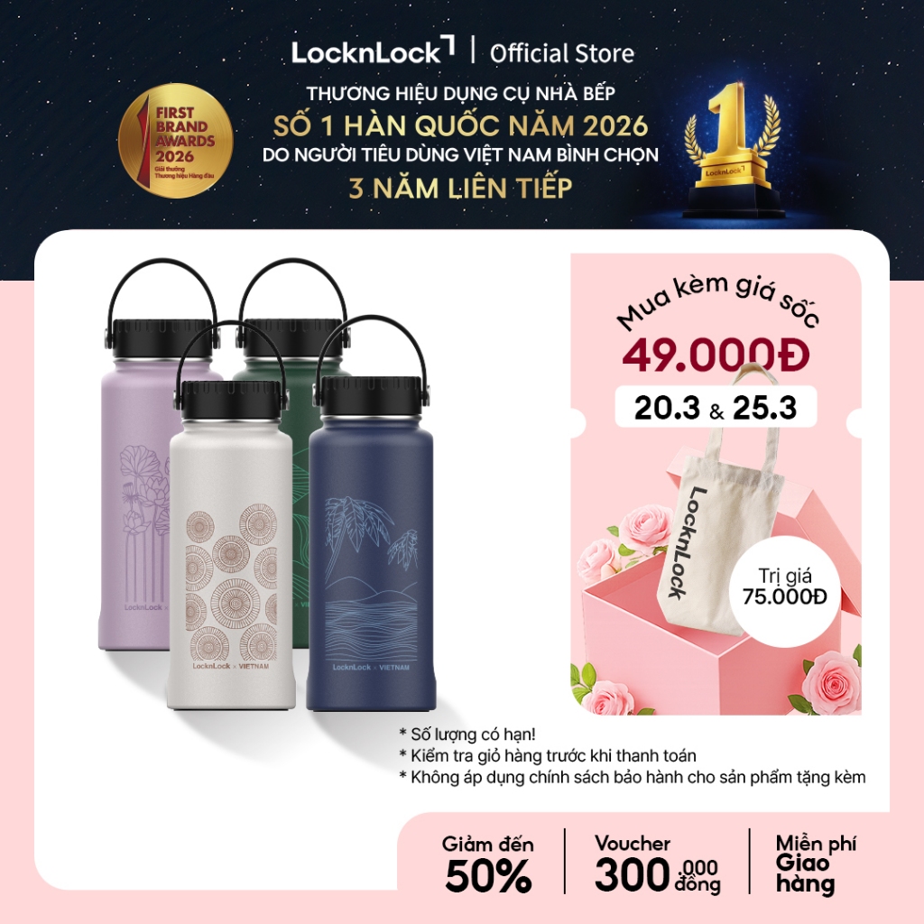 Bình giữ nhiệt Lock&Lock bằng thép không rỉ Riga Tumbler Vietnam Edition 897ml (4 phiên bản) LHC4160