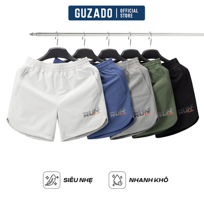 Quần Short Chạy Bộ Nam GUZADO Vải Gió Dobby Vân Nổi Cao Cấp, Co Giãn Nhẹ, Form Regular Fit MSR2615-MASA26S013
