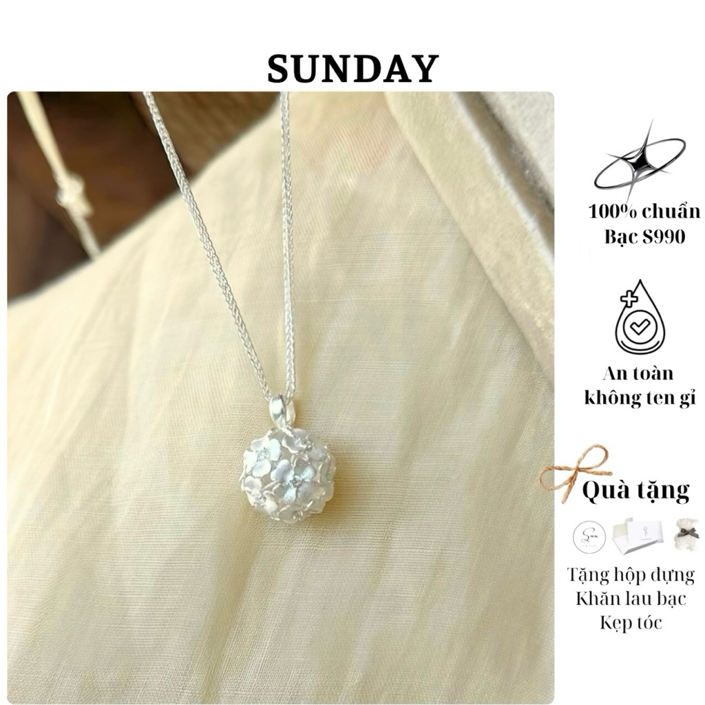 Dây Chuyền Bạc S990 Hoa Cẩm Tú Cầu- Sunday