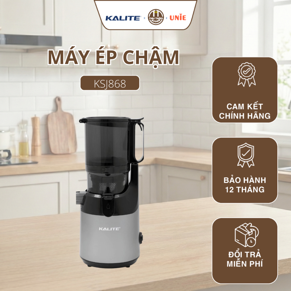 Máy ép chậm Kalite KSJ868 ép trái cây rau củ, kiệt bã làm kem, an toàn cho sức khỏe