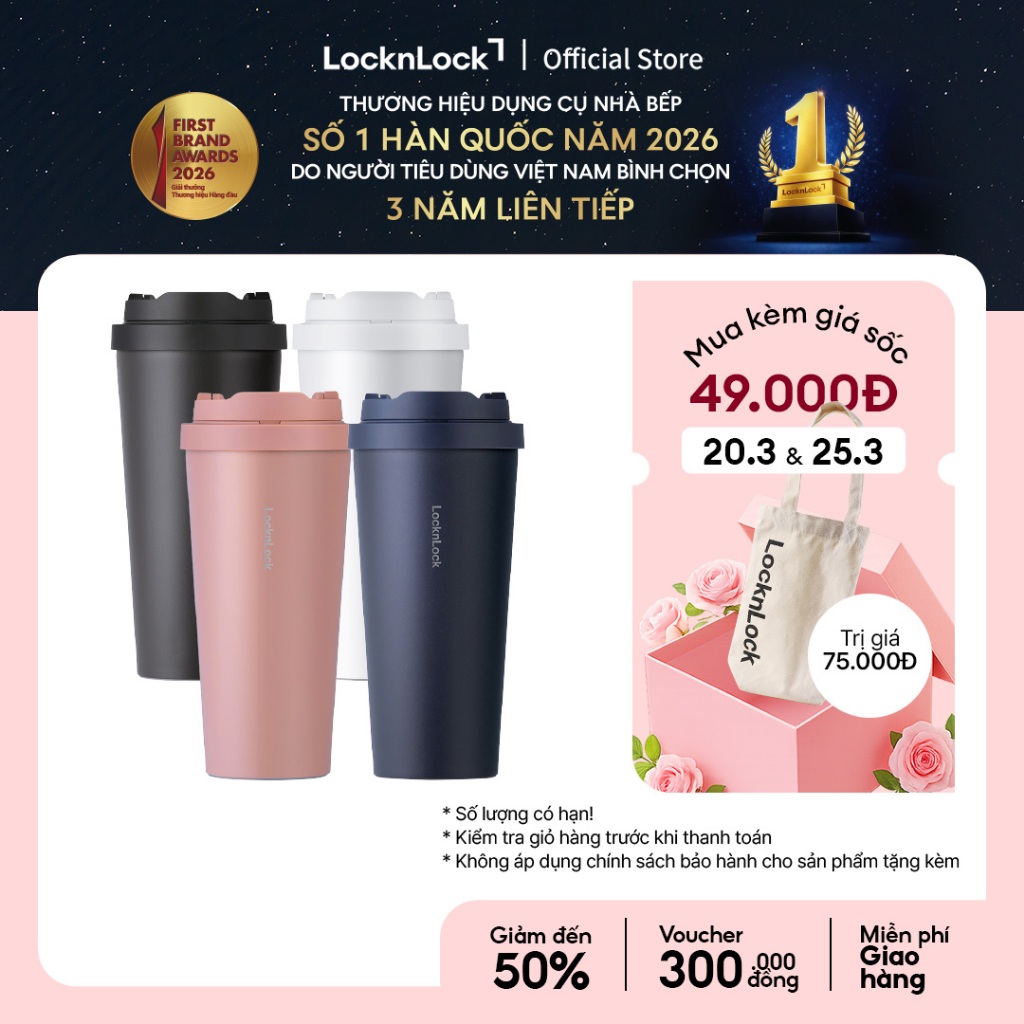 Bình giữ nhiệt Lock&Lock Energetic one-touch thép không gỉ 316L 550ml và 400ml - LHC3249 (4 màu)
