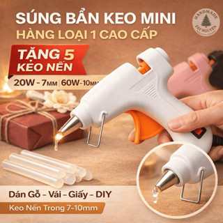 Combo Súng Bắn Keo Đủ Màu 20W + Keo Nến Trong Suốt 7-10mm – Nhỏ Gọn Bền, An Toàn, Siêu Dính Handmade