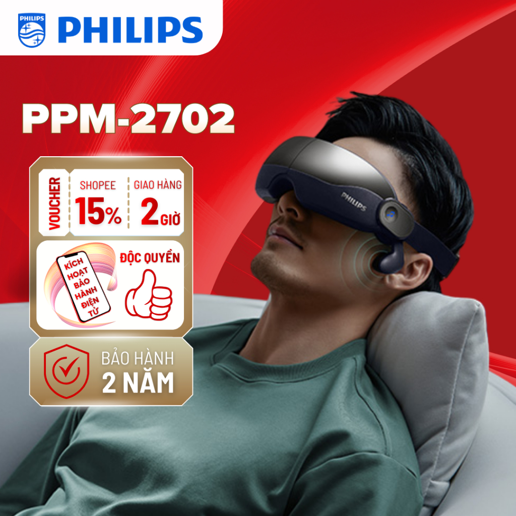 Máy Massage Mắt PHILIPS 2702 - Massage Túi Khí Thư Giãn - Kết Nối Bluetooth Nghe Nhạc