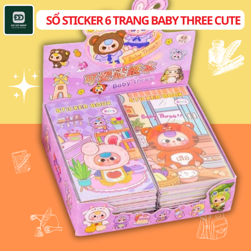 Sổ Sticker 6 Trang Bababy Three In Hình Dễ Thương Làm Quà Tặng Trang Trí Góc Học Tập Cho Học Sinh DO