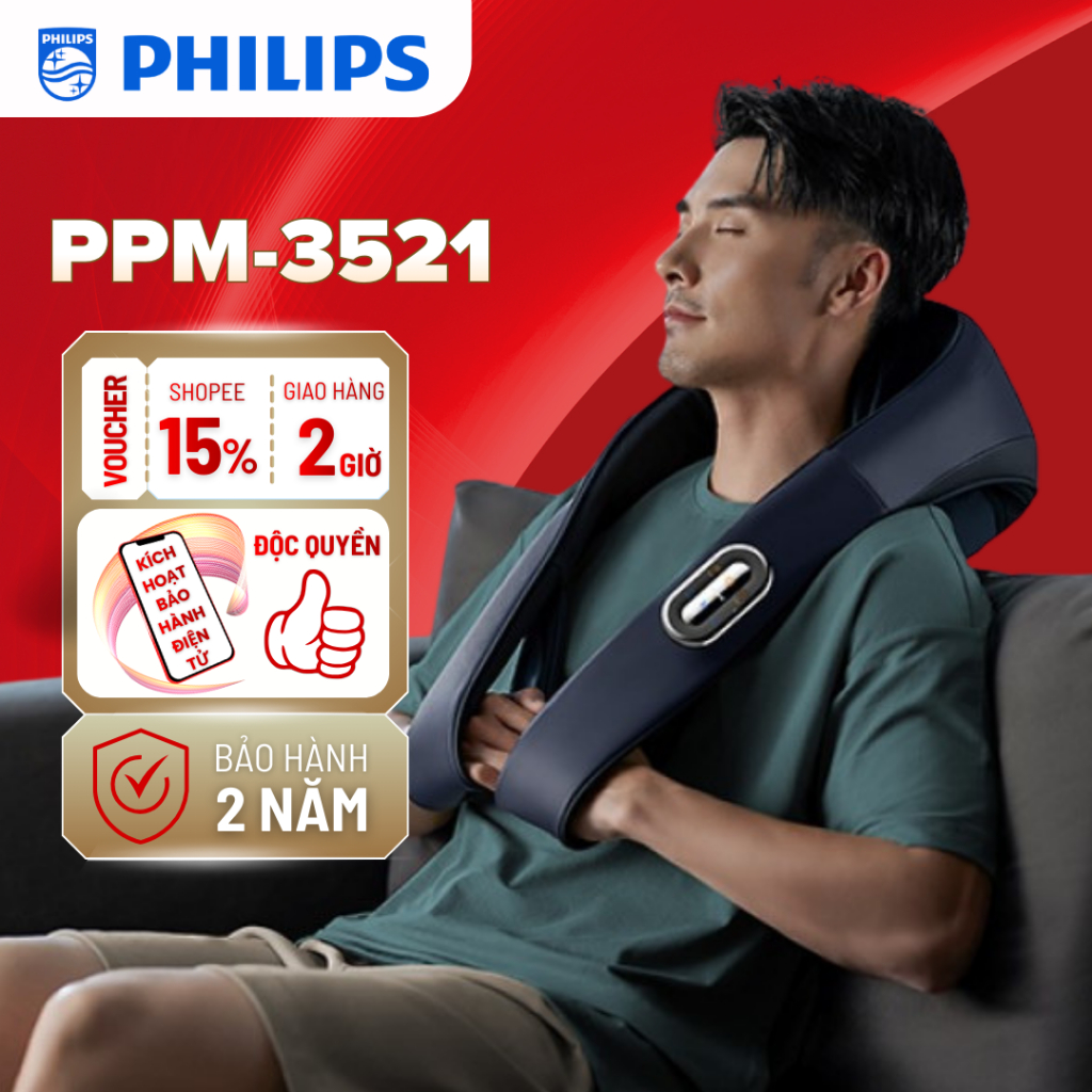 Máy Massage Cổ Vai Gáy PHILIPS 3521 - Không dây tiện dụng - Massage nhiều vị trí