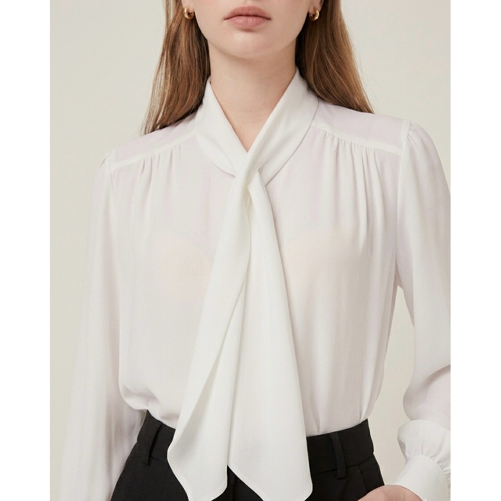 Áo sơmi công sở thiết kế nơ cổ cách điệu thanh lịch thời thượng  ARÉNE AS048 | BigBuy360 - bigbuy360.vn