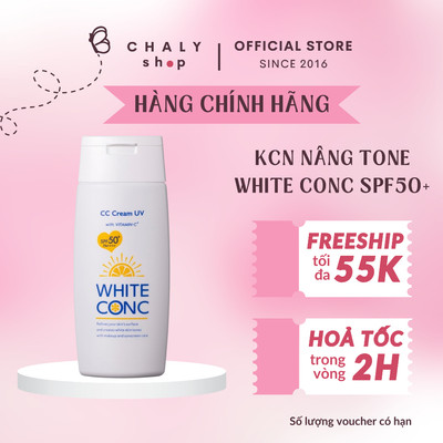 Kem chống nắng nâng tông White Conc White CC UV2 Cream dưỡng trắng sáng da SPF50+ PA++++ 75g Nhật