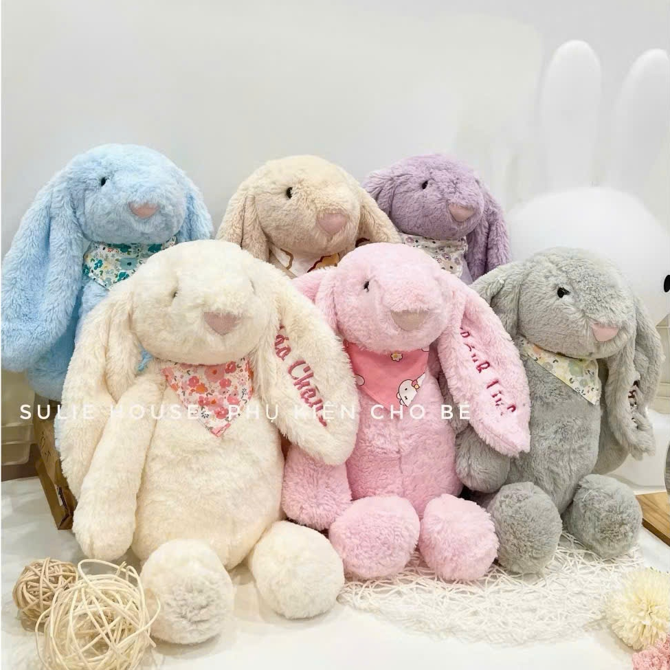 (Tặng yếm)Gấu bông, Thỏ bông tai dài,Thỏ Jellycat -Quà Đầy Tháng, Thôi Nôi, Sinh Nhật ý nghĩa dễ thư