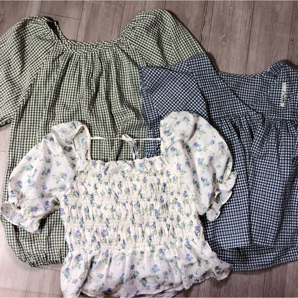 102Store Áo Sơ Mi Caro Trễ Vai Xinh k500