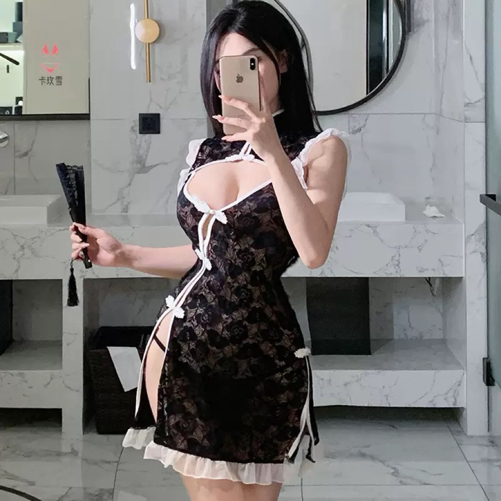 Đồ lót gợi cảm – sườn xám phong cách cổ điển, ren xuyên thấu, váy ôm mông sexy, thiết kế quyến rũ 2010 | BigBuy360 - bigbuy360.vn
