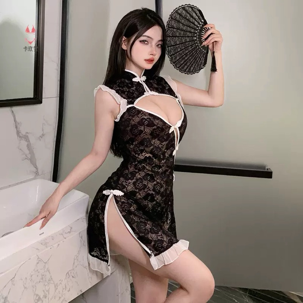 Đồ lót gợi cảm – sườn xám phong cách cổ điển, ren xuyên thấu, váy ôm mông sexy, thiết kế quyến rũ 2010 | BigBuy360 - bigbuy360.vn