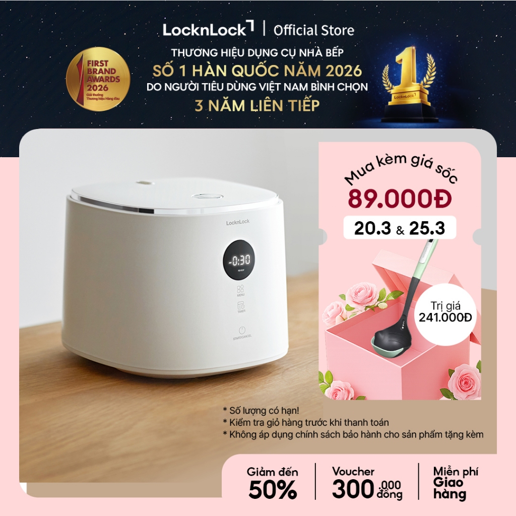 Nồi cơm điện LocknLock Bianco Nemo rice cooker 1.2L- Màu ngà EJR384IVY