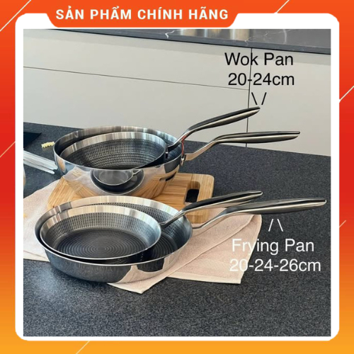 Chảo sâu lòng đúc inox chống dính vân nổi Kaiyo 20 - 24 - 26cm