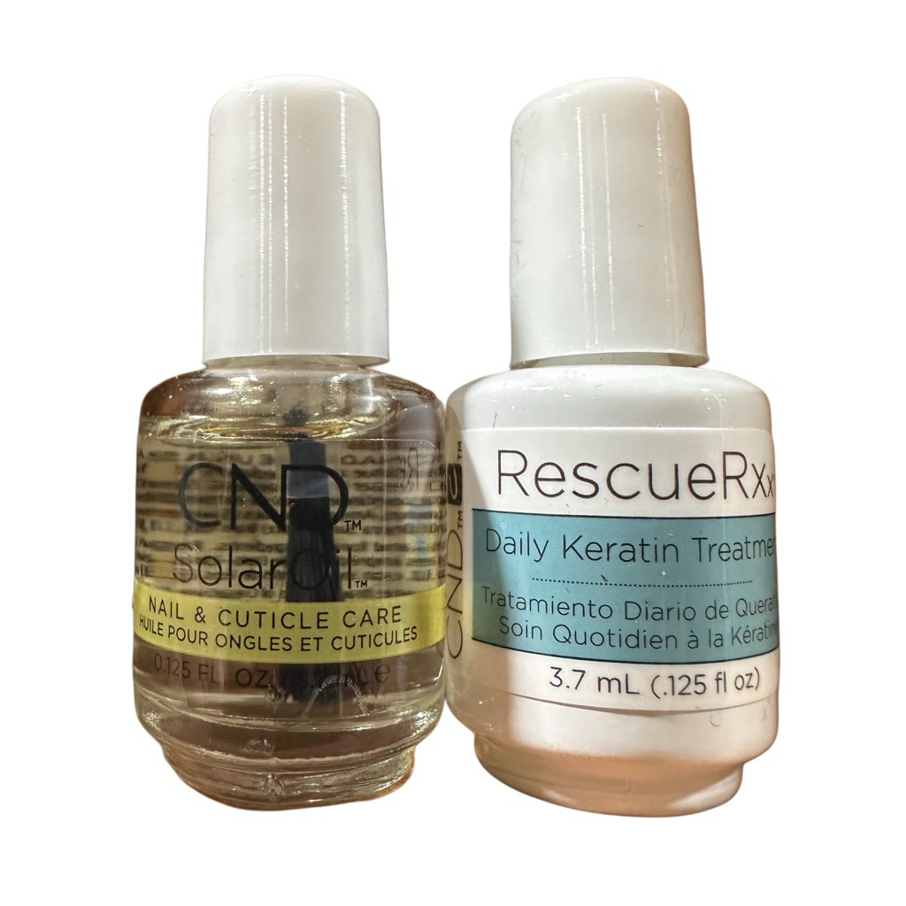 Bộ đôi chăm sóc, dưỡng móng thần thánh CND Solar Oil và Rescue RXx 3.7ml