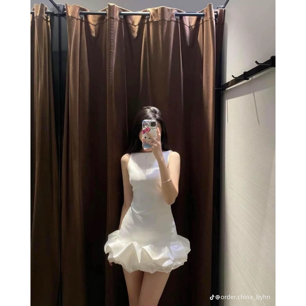 Quần Áo Nữ, ZA, Không Tay, Váy Hai Dây Ngắn Chống Ánh Sáng Nhiều Lớp( hàng taobao order trung quốc l