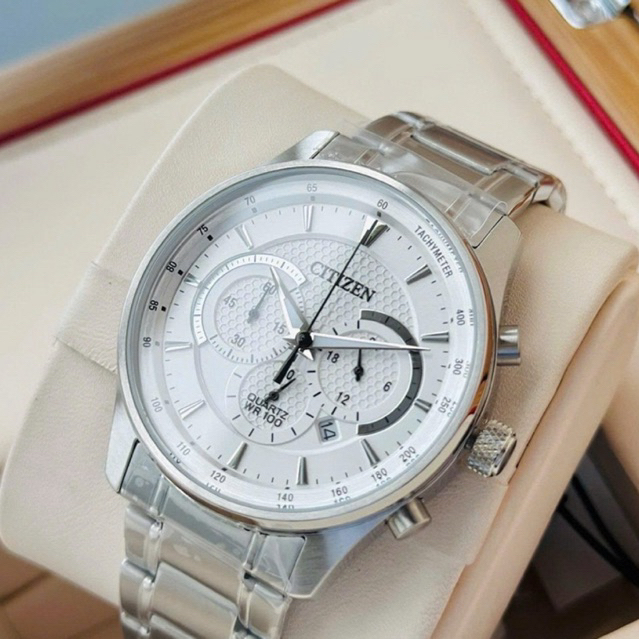 Citizen AN8190-51A đồng hồ nam quartz chronograph 43mm chống nước 100m dây thép