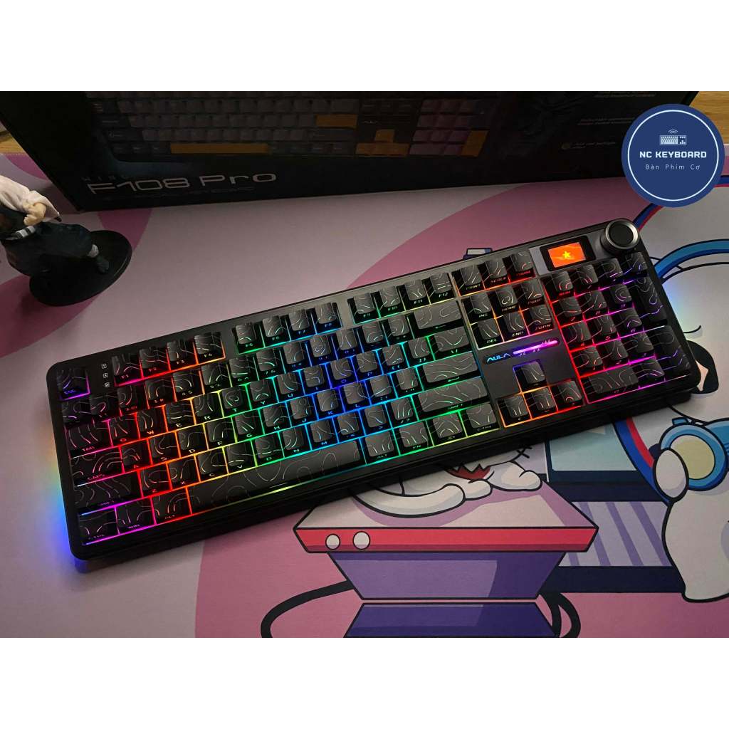 Bàn phím cơ AULA F108PRO 3mod led rgb  hotswap núm màn tùy chỉnh pin 8k | BigBuy360 - bigbuy360.vn
