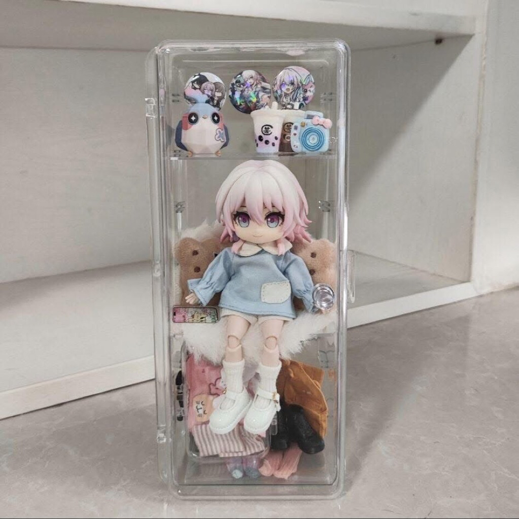 Hộp Mica Trưng Bày Búp Bê, OB11, Nendoroid, BJD Blind Box Tủ Đựng Mô Hình Chống Bụi Có Nam Châm Cài 