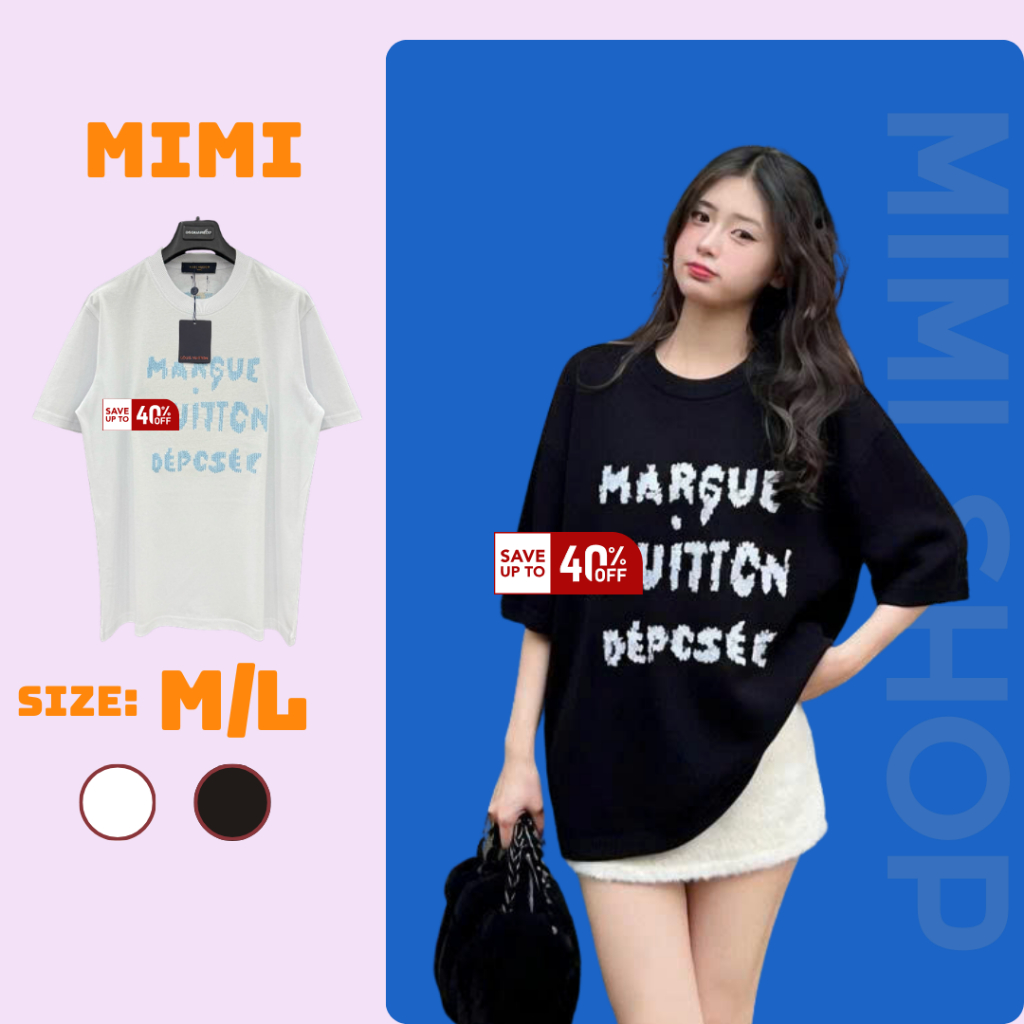 Áo phông Louis Vuitton trắng basic chữ xanh unisex form rộng đẹp hot trend