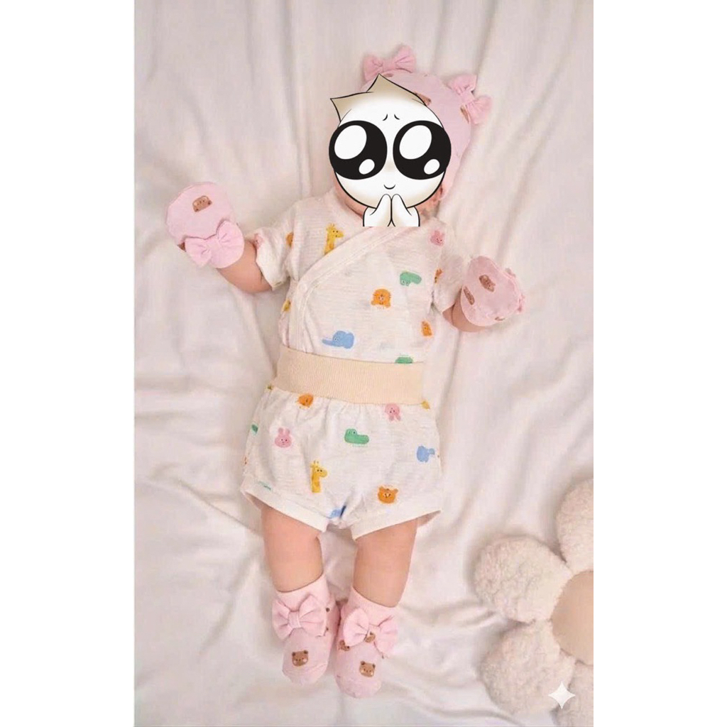 Bộ mũ bao tay chân cho trẻ sinh non thiếu tháng✨𝙎𝙞𝙯𝙚 𝙧𝙞𝙚̂𝙣𝙜✨1.5-3kg