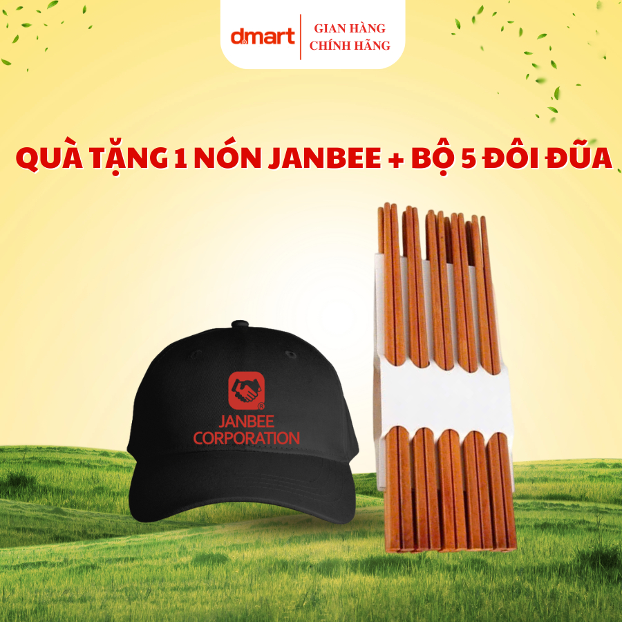 [Quà tặng không bán] - 1 nón Janbee + Bộ 5 đôi đũa