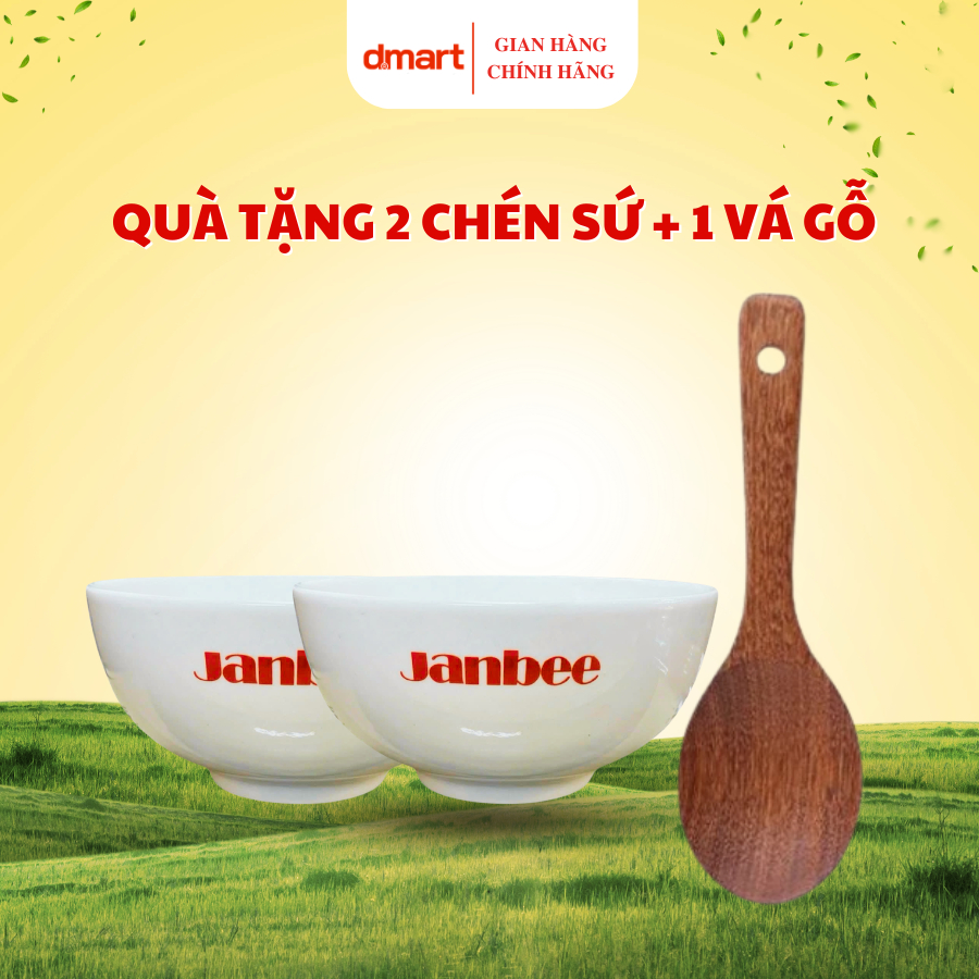 [Quà tặng không bán] 2 Chén sứ Janbee + 1 Vá gỗ