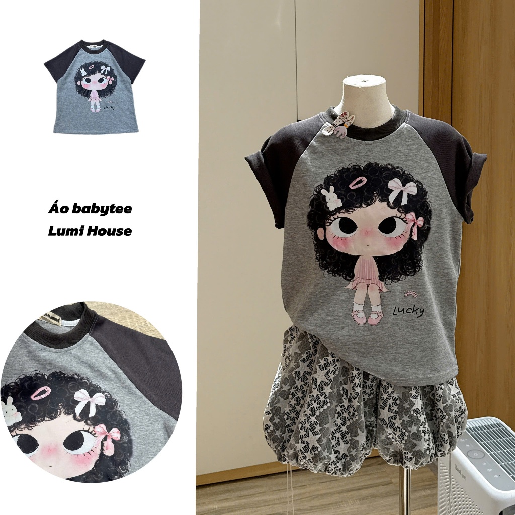 (DEAL MỞ BÁN) ÁO THUN BABY TEE RAGLAN PHỐI HOẠ TIẾT HOẠT HÌNH LUMI HOUSE