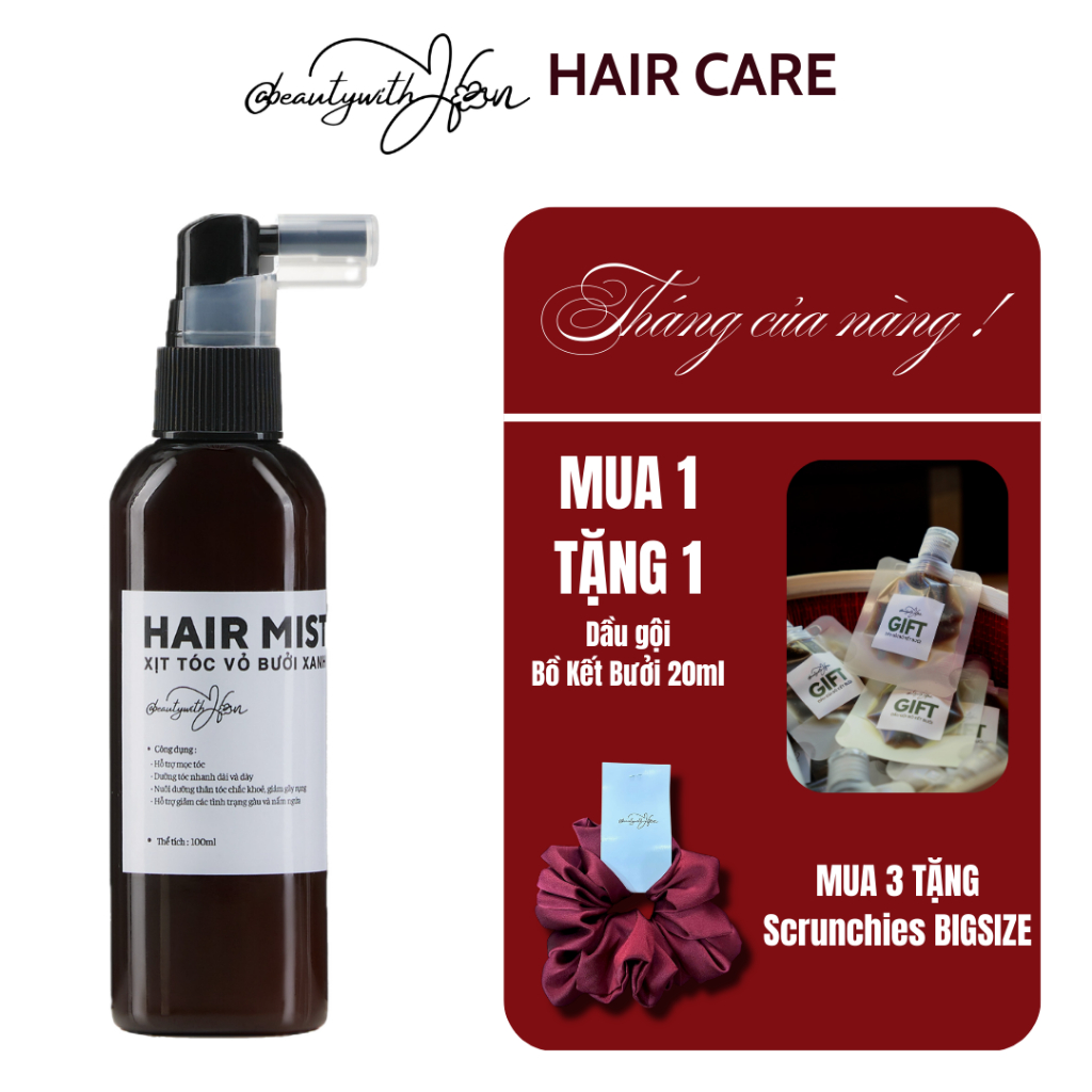 Xịt hỗ trợ mọc tóc giảm rụng dưỡng nang tóc tinh dầu Bưởi Xanh - HAIR MIST @beautywithHan