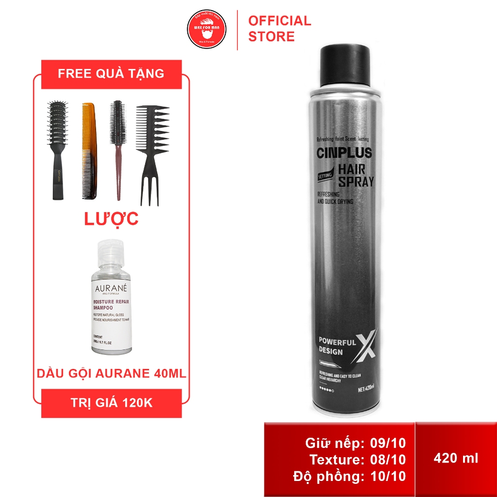 Gôm xịt tóc Cinplus Hair Spray Refreshing and Quick Drying