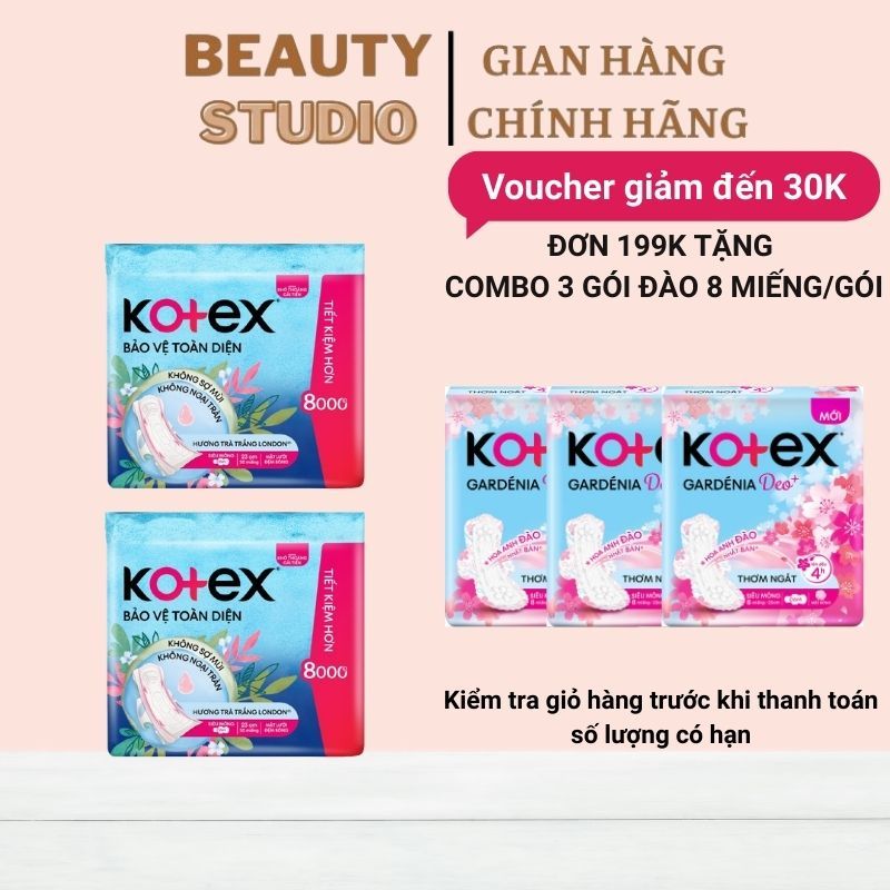 [ MẪU MỚI ] Combo Băng vệ sinh Kotex Trà Trắng Siêu Mỏng Cánh 20 miếng 23cm