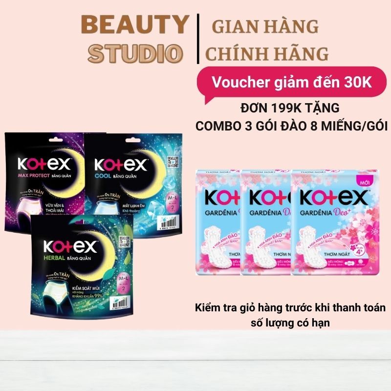 Băng vệ sinh Kotex đêm dạng quần nhiều cỡ M/L/XL
