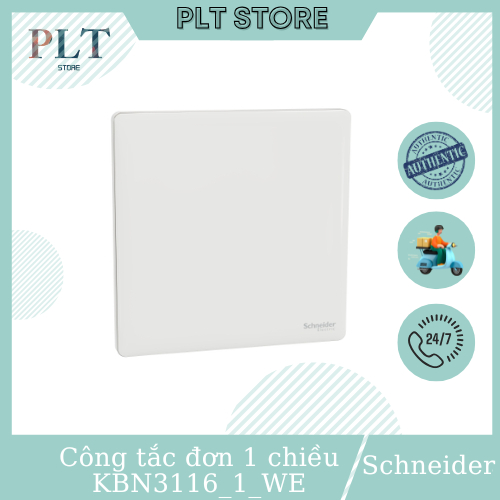 Bộ Công Tắc Đơn 1 Chiều Vuông 16AX Schneider KBN3116_1_WE Dòng Vivace E KBN3116_1_WE