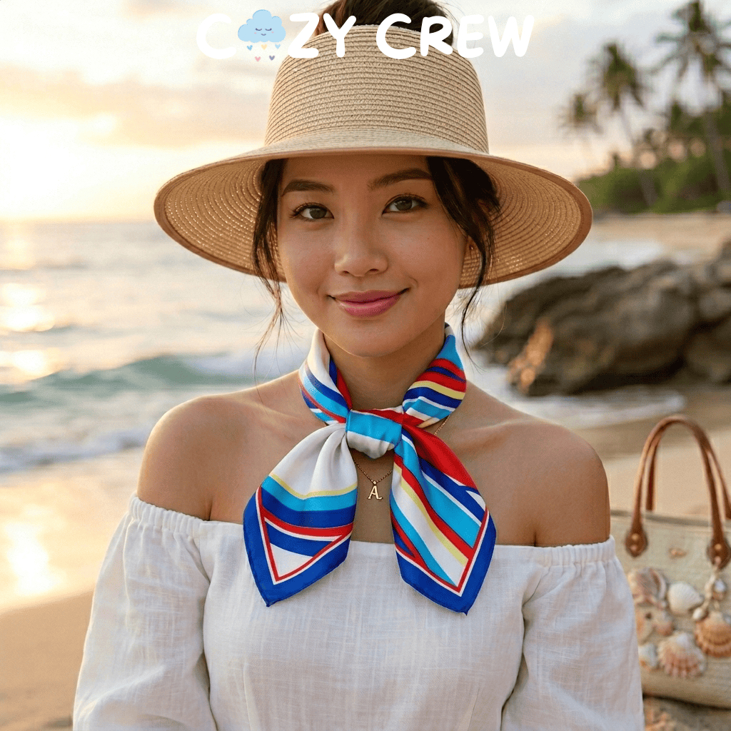 Khăn Lụa Vuông 50x50 Cao Cấp Phong Cách Hàn Quốc - Quàng Cổ, Buộc Túi Xách, Phối Váy Đi Biển - Khăn 