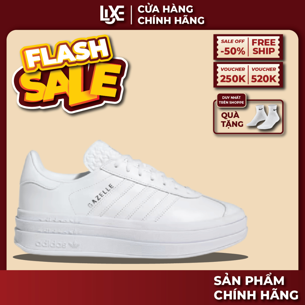 [ Giày Chính Hãng ] Giày Gazelle Bold 'All White' - Giày Nam & Nữ