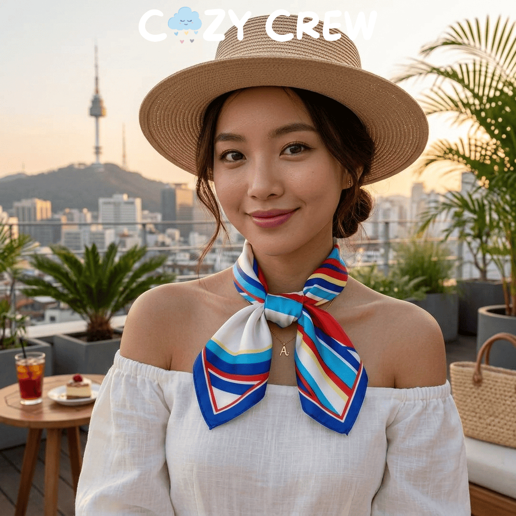 Khăn Lụa Vuông 50x50 Cao Cấp Phong Cách Hàn Quốc – Khăn Turban Quàng Cổ, Buộc Túi Xách, Phối Váy Đi 