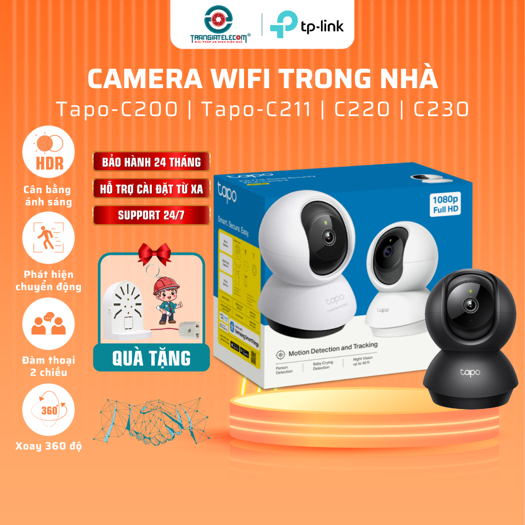 Camera Wifi Trong Nhà TP-Link Tapo C200/C211/C220/C230/TC71 2MP/3MP/5MP/2K QHD - TRANGIATELECOM