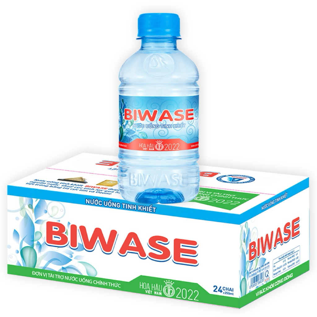 Thùng mini 24 chai nước tinh khiết Biwase 250ml