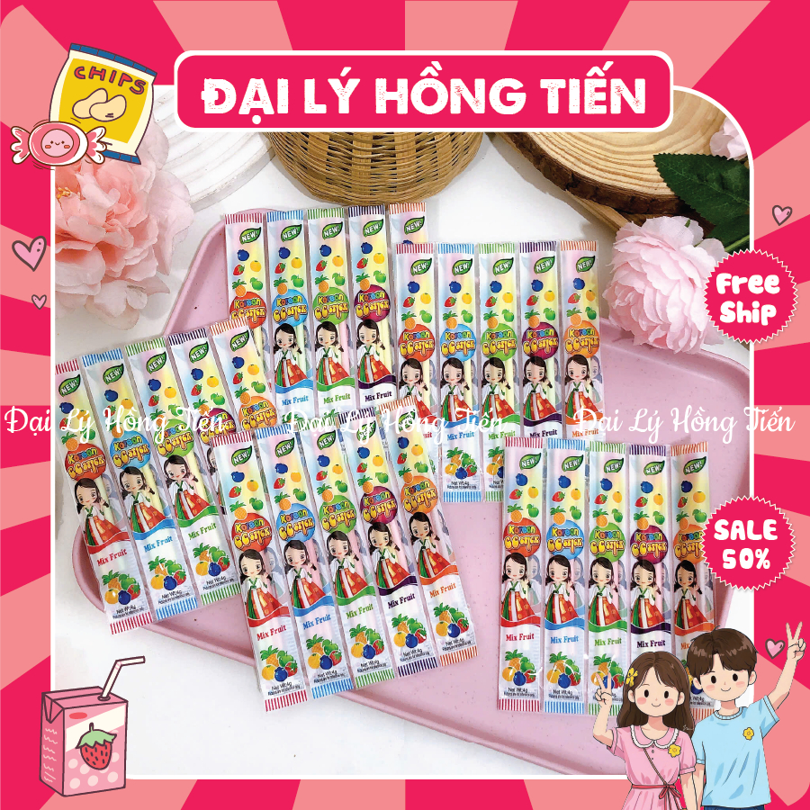 [10 CHIẾC] Kẹo Tăm Lạnh CC Stick Cô gái Vị Trái Cây Thái Lan (4g, 3 thanh), đồ ăn vặt tuổi thơ