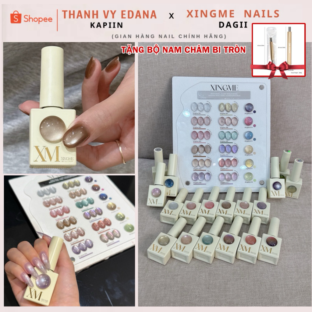 [TẶNG NAM CHÂM BI TRÒN] Sơn mắt mèo cực quang Saphire đa sắc 18 màu XINGME Thanh Vy Edana