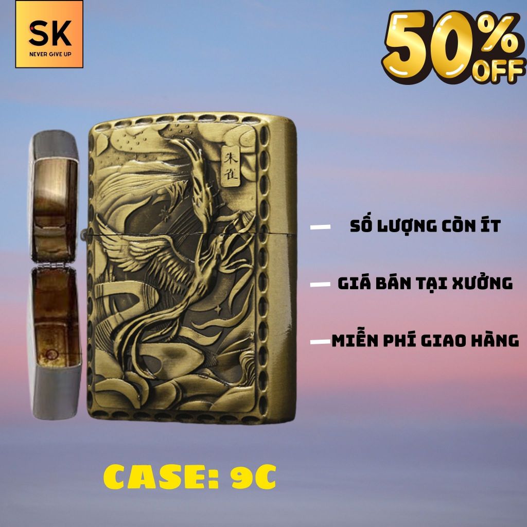 Case Hình Rồng bay phù điêu (D-09C) Chất liệu đồng bạch (Không bao gồm nhiên liệu)